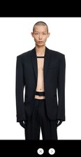 Mugler X H&m Men Wool Black Blazer Defined-waist Size 44 R Sold Out Bnwt