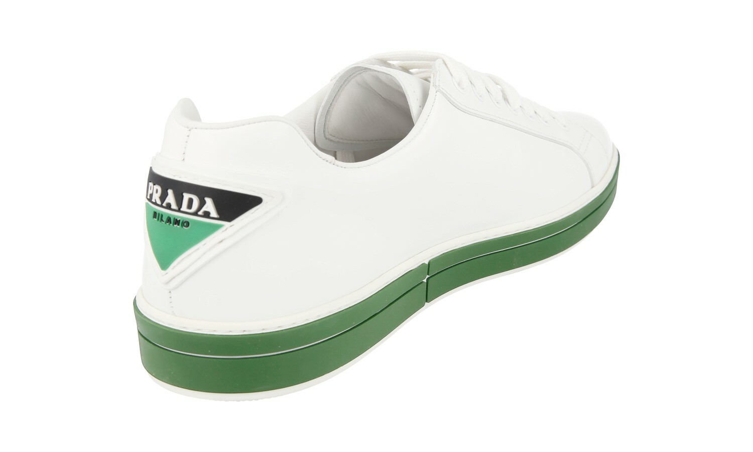 Prada White Green Leather Sneakers 4E3314 US 10 EU 43 New