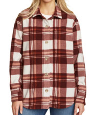 NEW Eddie Bauer Women's Soft Microfleece Button-Up Shirt Size Large