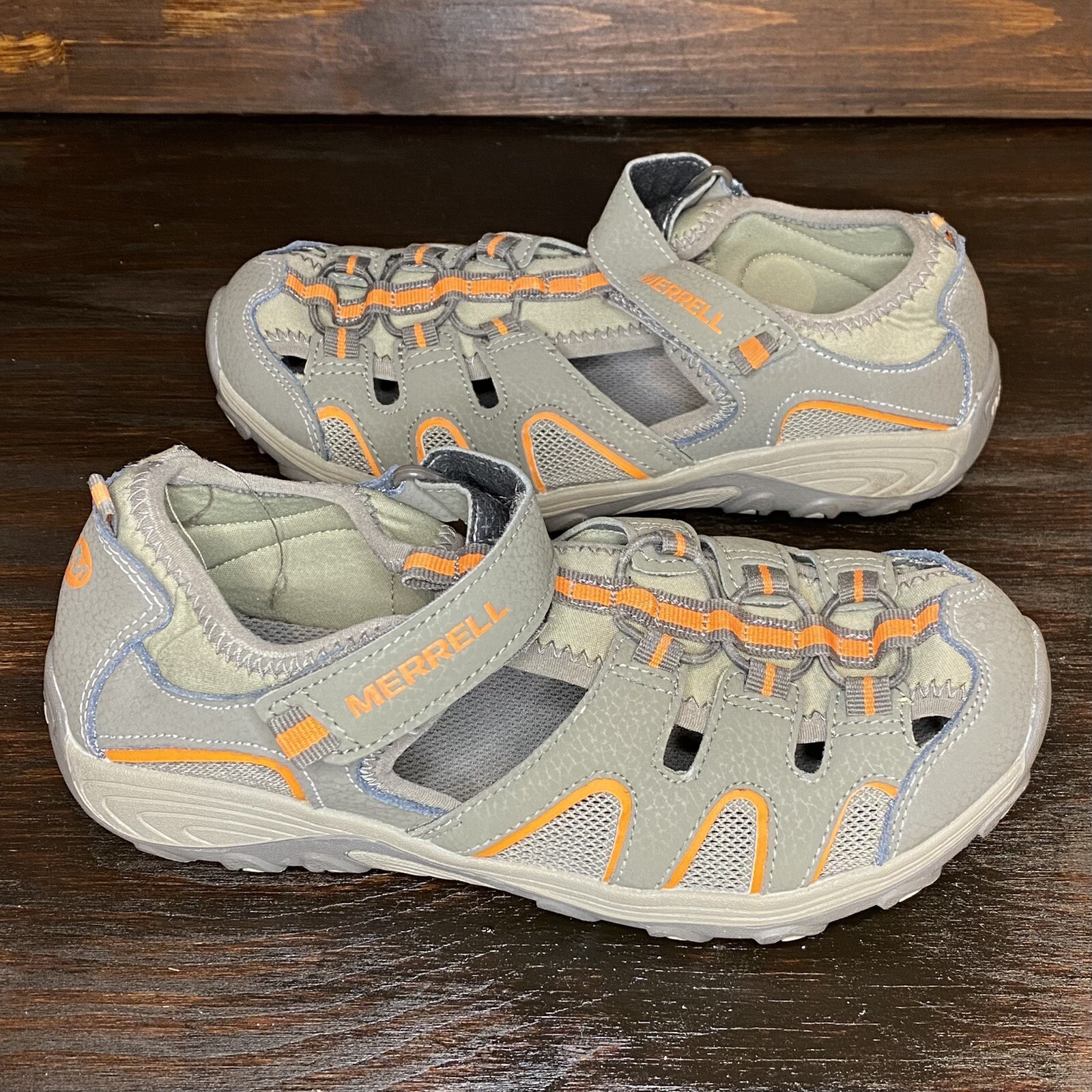 Sandali da escursionista Merrell Hydro H2O grigi arancioni ragazzi taglia 5M ottime condizioni