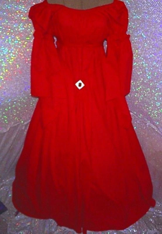 VESTIDO DISFRAZ FANTASÍA RENACENTISTA ROJO CHEMISE PUFF HOMBRO Y MANGA LARGA Foto 2 de 4