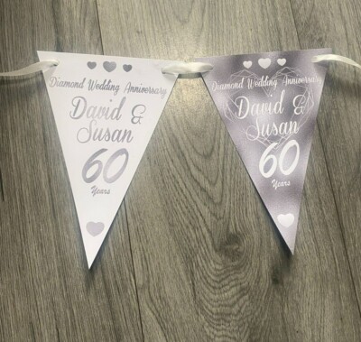 Personalisierte Dekoration Hochzeit Jahrestag Party Banner Wimpelkette Diamant 60.