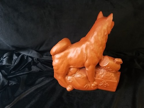 Vintage Large Tokoname Figurine Dog Red Brown Clay Akita Inu - Picture 6 of 9