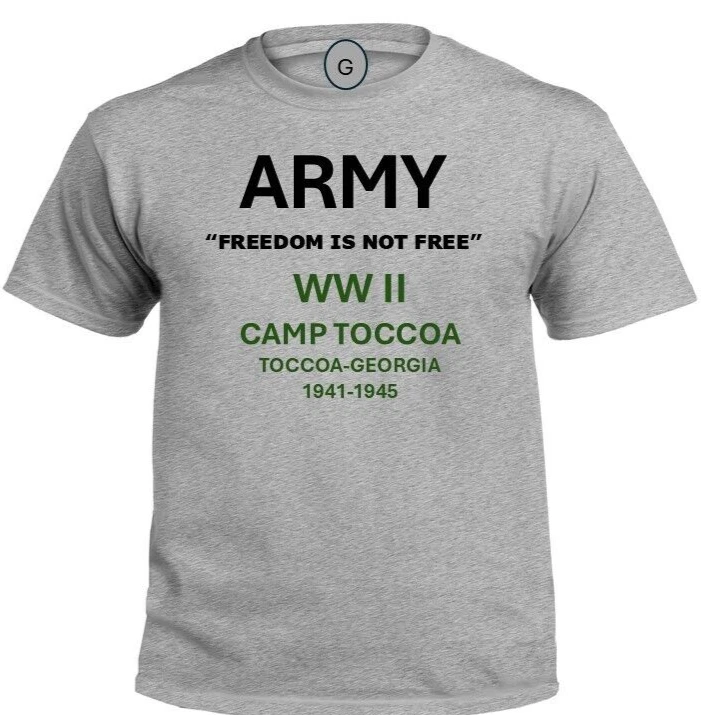 CAMP TOCCOA* TOCCOA-GEORGIA* 1941-1945*WW II*PT SHIRT. OFFICIALLY LICENSED