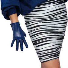 Faux Leather Navey Blue Gloves Wrist Short 21cm Evening Driving Leather Glove