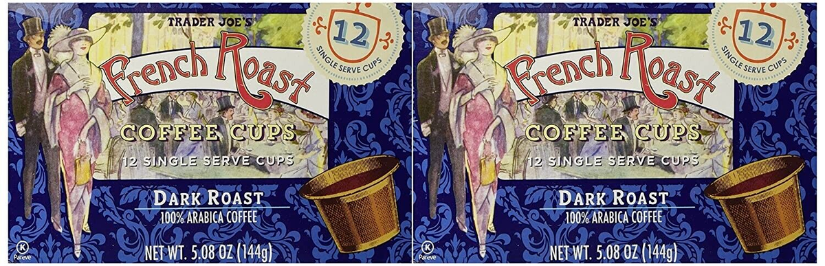 2 Packs Trader Joe's French Roast Coffee Cups Dark Roast 12 Cups