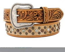 Nocona Ladies Western Calf Hair  Genuine Leather Tan Belt N320003208 Size XL