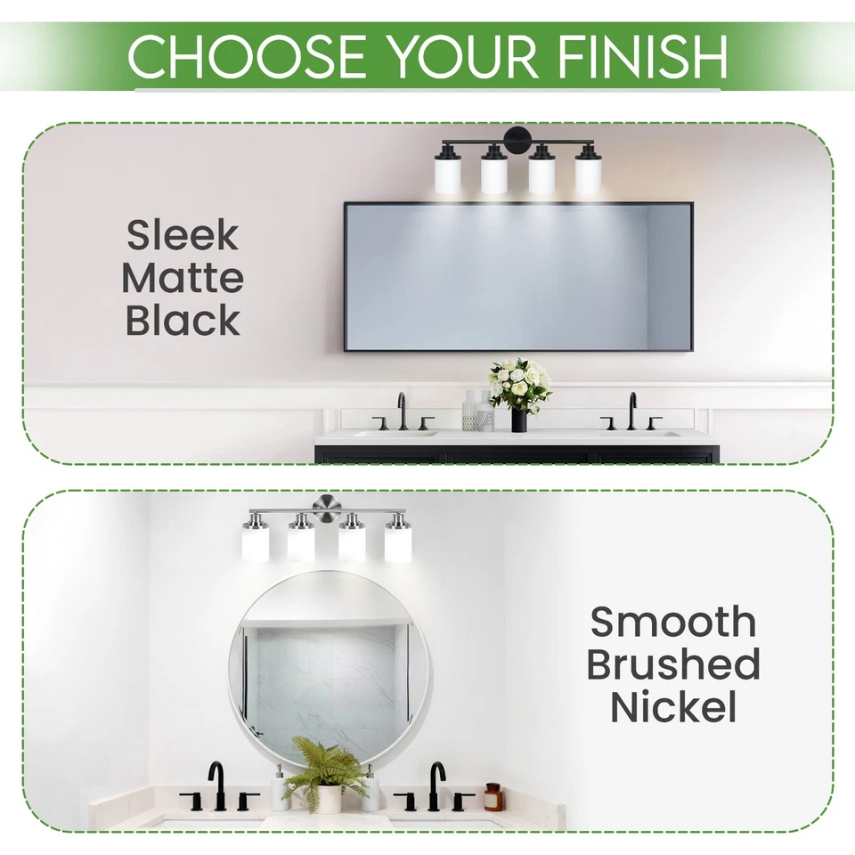 Holim Lámparas de Baño Modernas Negras 4 Luces, Luces de Tocador para Baño Foto 4 de 4