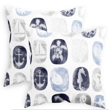 Calitime Marine Throw Pillow Covers Cozy Fleece Pack Of Two Navy 18x18