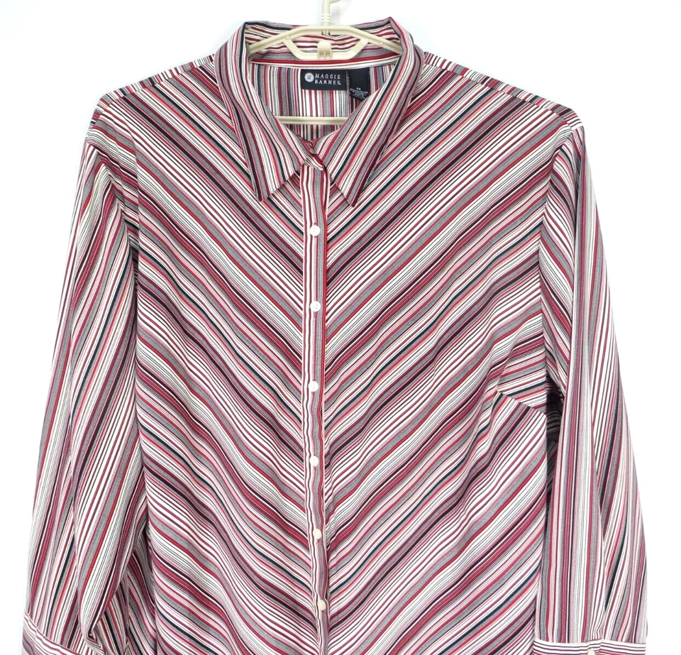 Blusa MAGGIE BARNES Mujer Resbaladiza 97% Poliéster Multicolor Rayas Plus 4X Foto 3 de 4
