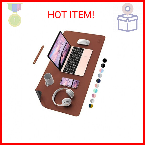 AFRITEE Desk Pad Office Desk Mat - PU Leather Desk Blotter Laptop Desk Mat Water