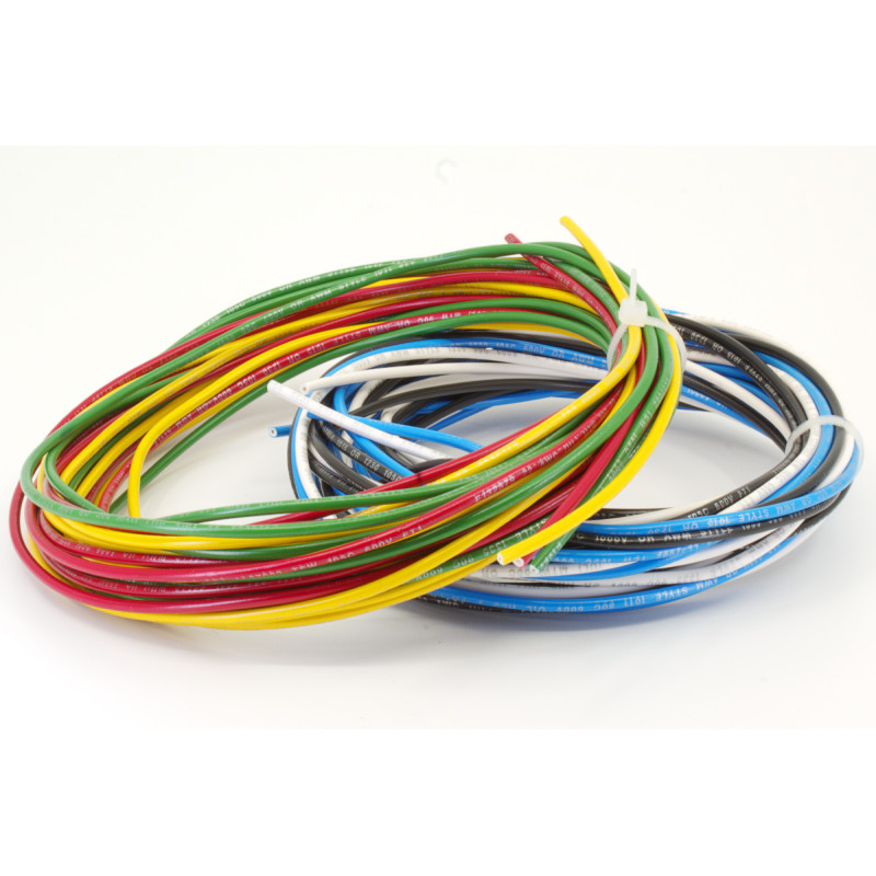 Wire, 22 AWG Solid Core, PVC, 600V, Variety Pack, Type: 6 color set
