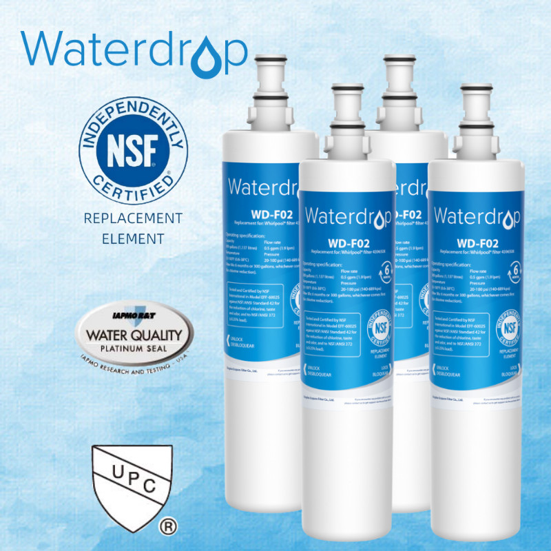 Replacement for 4396508,4396510,4392857 Refrigerator Filter by Waterdrop (4PACK)