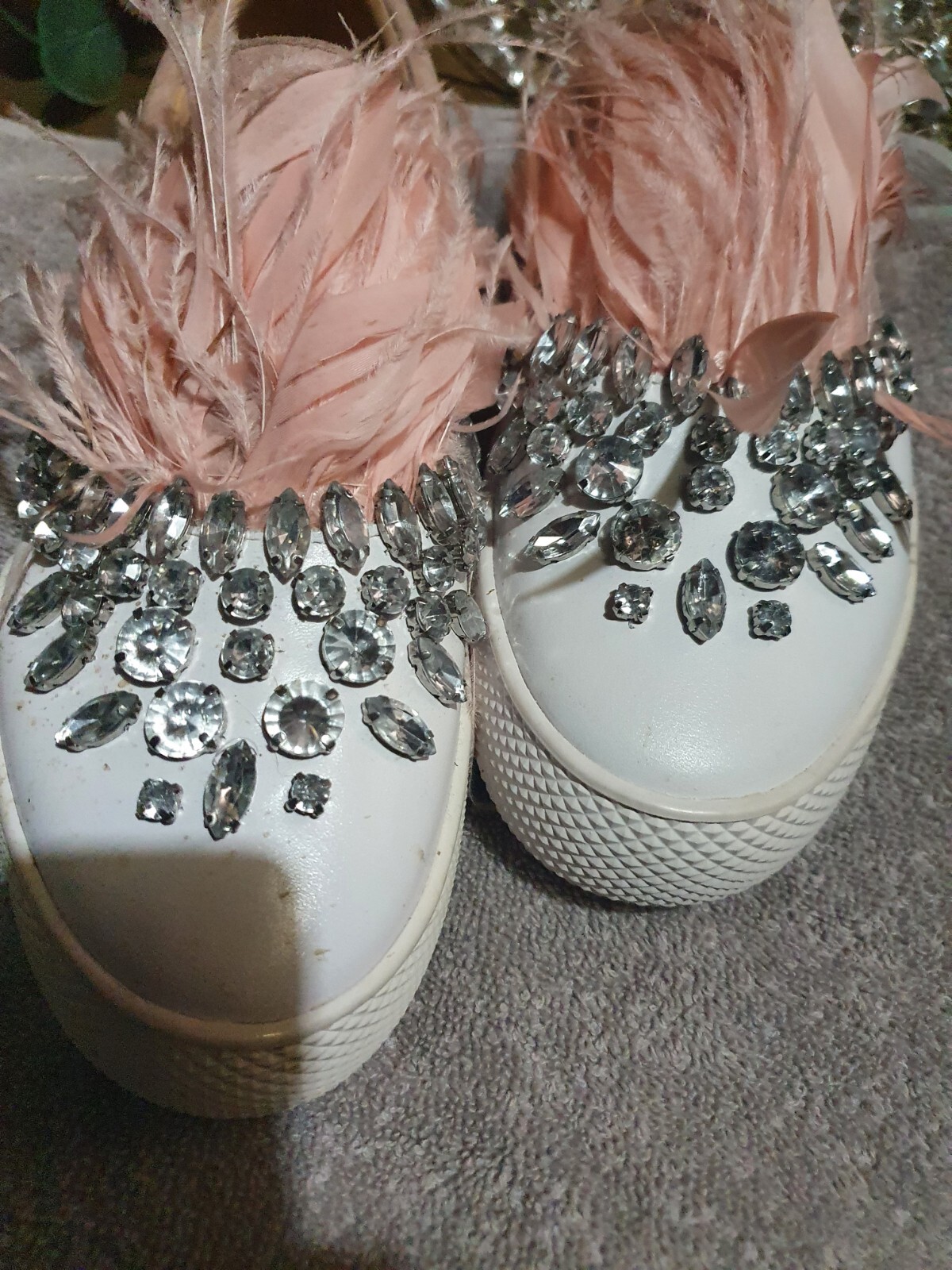 Ugg.. new ladies crystal oval and round encrusted..feathered Sneakers image 8