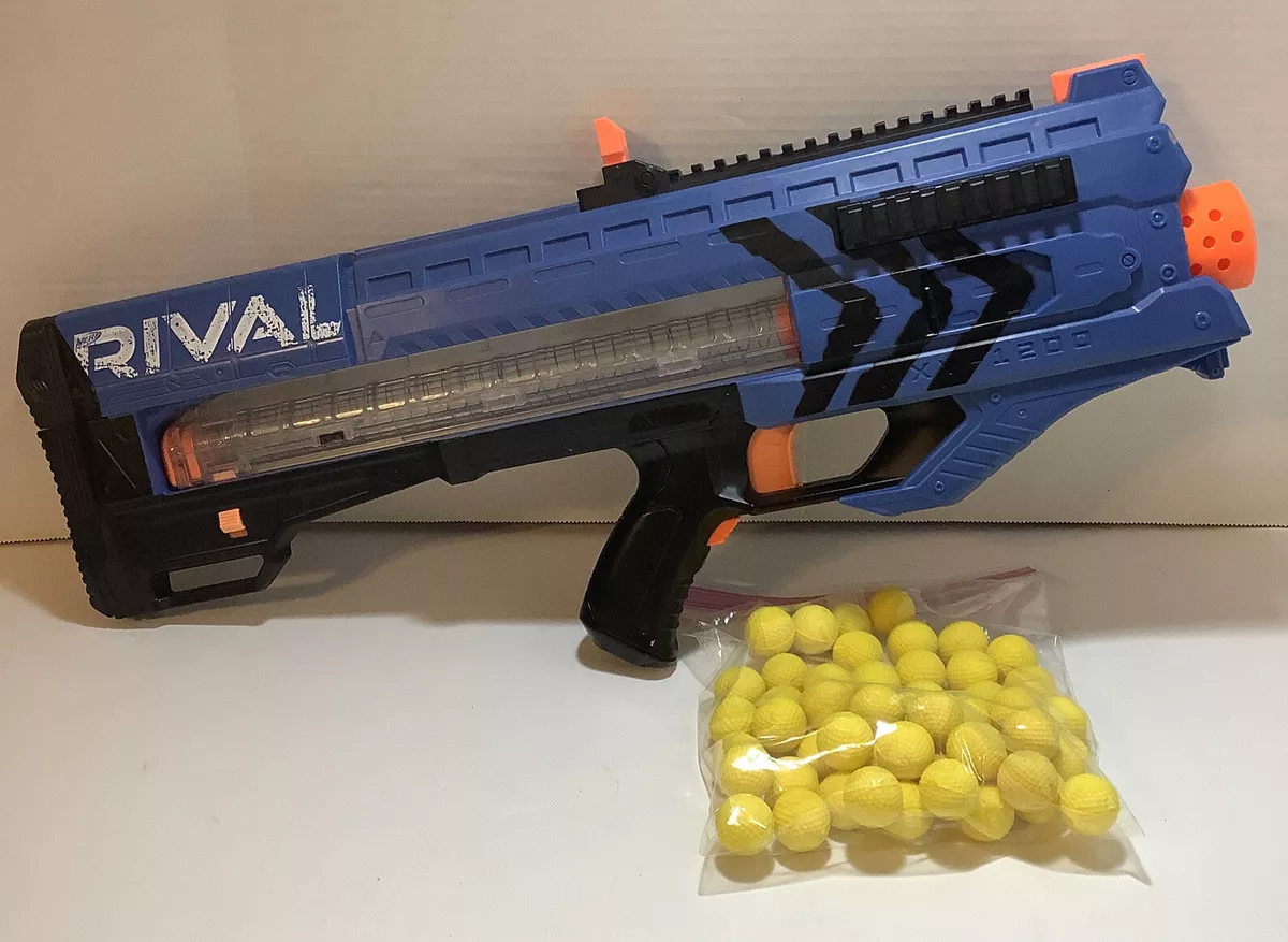 At læse væsentligt indendørs NERF Rival Zeus MXV-1200 Motorized Blue Blaster Tested Works! Plus Yellow  Balls | eBay