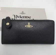 Vivienne Westwood Leather Zip Around Purse- Navy Dark Blue w/ Gold Orb