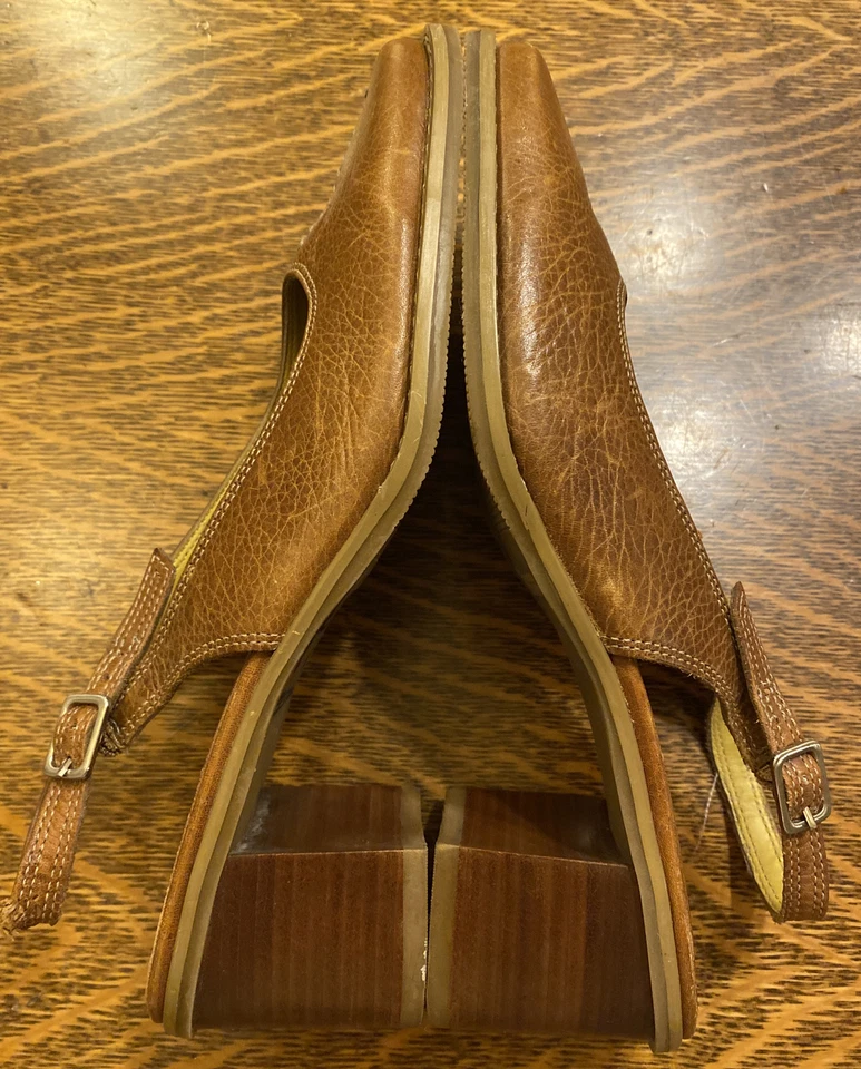 VTG Bass Asta 62R523B-230 Women’s Shoes Brown Leather Block Heel Square Toe Work - Image 2 of 4