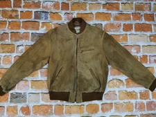 Chevignon Vintage Leather Jacket Sport Togs Suede Brown Casual Size M Tip Top