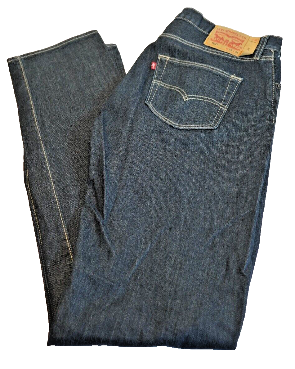 Levis 501 Button Fly Mens Size 34x36 (36x36) Black Denim Jeans VTG