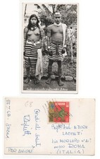 FOTO SU CARTOLINA POSTALE - INDIOS COLORADO DELL'ECUADOR DI GIACOMO BERGOMI ?