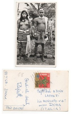 PHOTO ON POSTCARD - INDIOS COLORADO OF ECUADOR BY JACOMO BERGOMI?