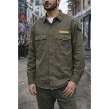 Timberland Olive Green Button Front Shirt Mens Large L Workwear Utility