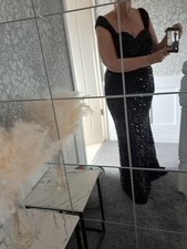 Glitter Shimmer Evening Dress . Beautiful .black. Zipped Back
