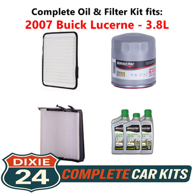 Fits: 2007 Buick Lucerne 3.8L Complete Air, Oil & Cabin Filter Kit (5W-30)