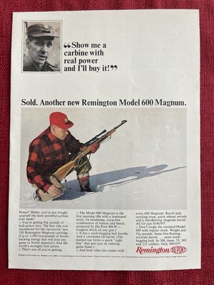 Vintage 1965 Print Ad Remington Model 600 Magnum Rifle Advertisement