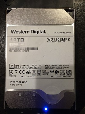 12TB Western Digital White Label Hard Drive WD120EMFZ NAS 256MB 5400RPM 3.5''