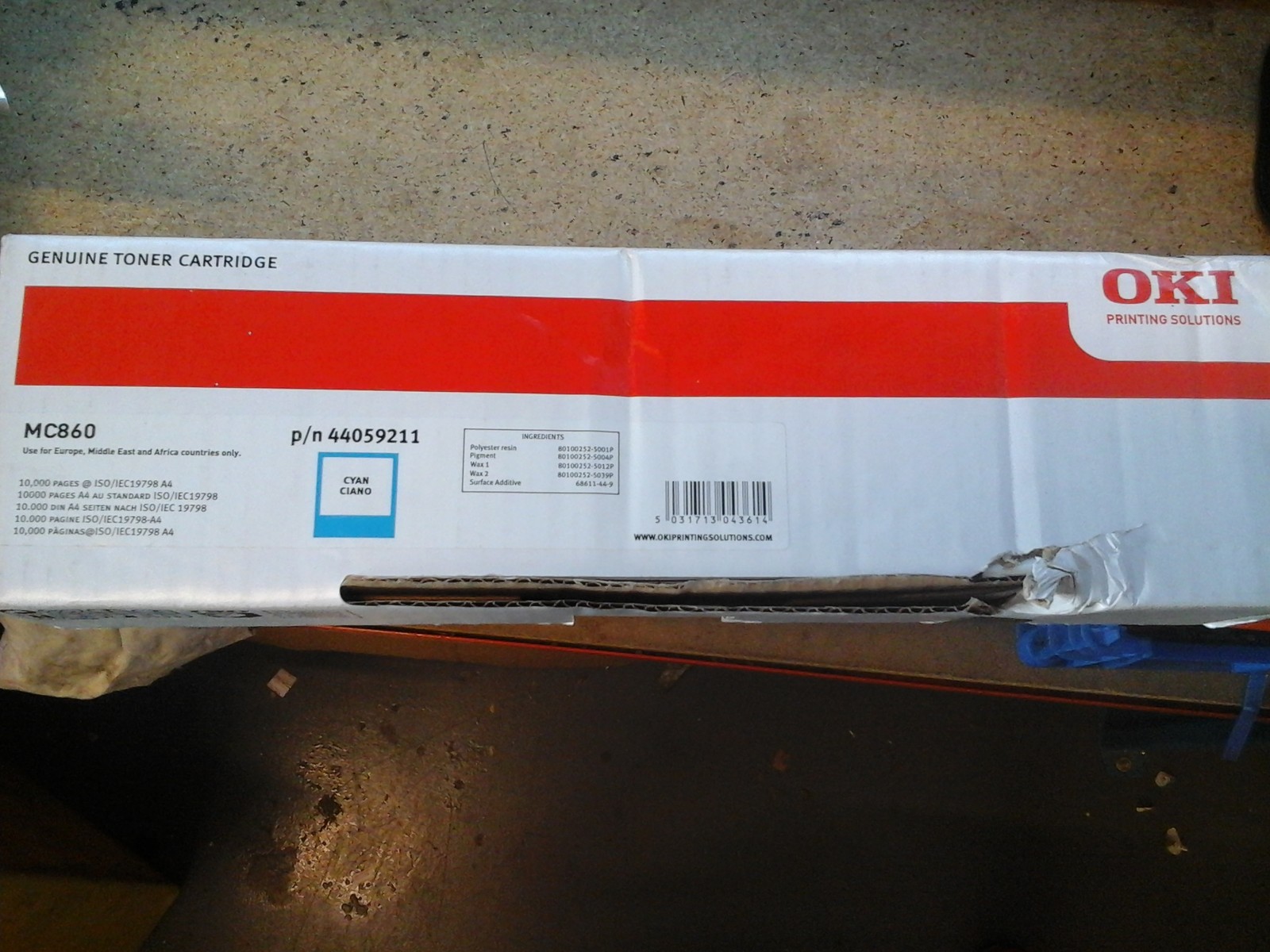 Genuine OKI 44059211 Cyan Toner Cartridge Open