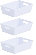 Image of 3 x White Wham Plastic Rectangle Studio Handy Storage Basket 16cm x 12cm 770ml