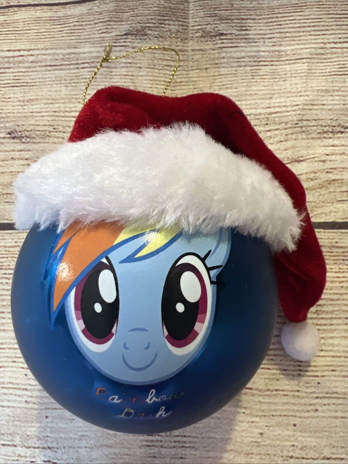 Decorazione Natalizia My Little Pony Blu Arcobaleno Cruscotto Svolazzante Cappello Babbo Natale 3"