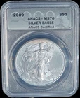 2009 American Silver Eagle  ANACS  MS70  -  Toning Rim -  Bargain Price