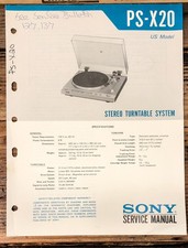 Sony PS-X20 Record Player / Turntable Service Manual Original