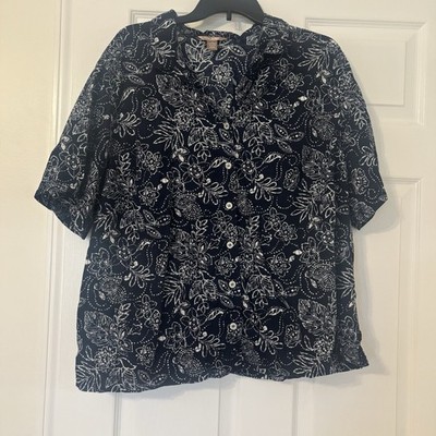 Floral Short Sleeve Hawaiian Tropical Button Down 4X White Stag Top Coastal