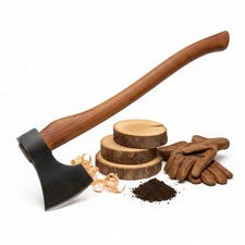 18" Viking Chopping Axe Hand Forged with Wood Handle Heavy Duty Battle Hatchet