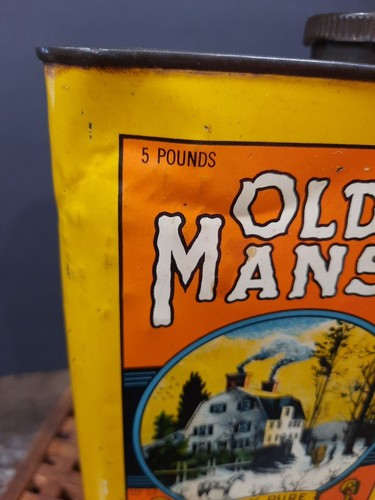 Antique OLD MANSE 5 lb. Maple Syrup Tin Litho Can Collect Country Store Grocery - Imagen 8 de 12