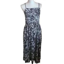 NEW maxi sundress palm print black and white size M