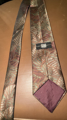 American Eagle Outfitters Men's Brown Purple Green Leaf Print Neck Tie