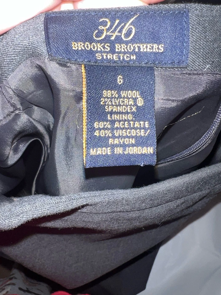 Brooks Brothers 346 女式羊毛两件套套装(夹克和裙子)- 6 码 — 第 3/4 张图片