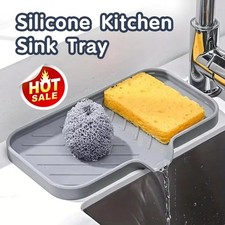 Silicone Faucet Mat Sink Tray Soap Dispenser Sponge Drain Splash Drying Pad Set
