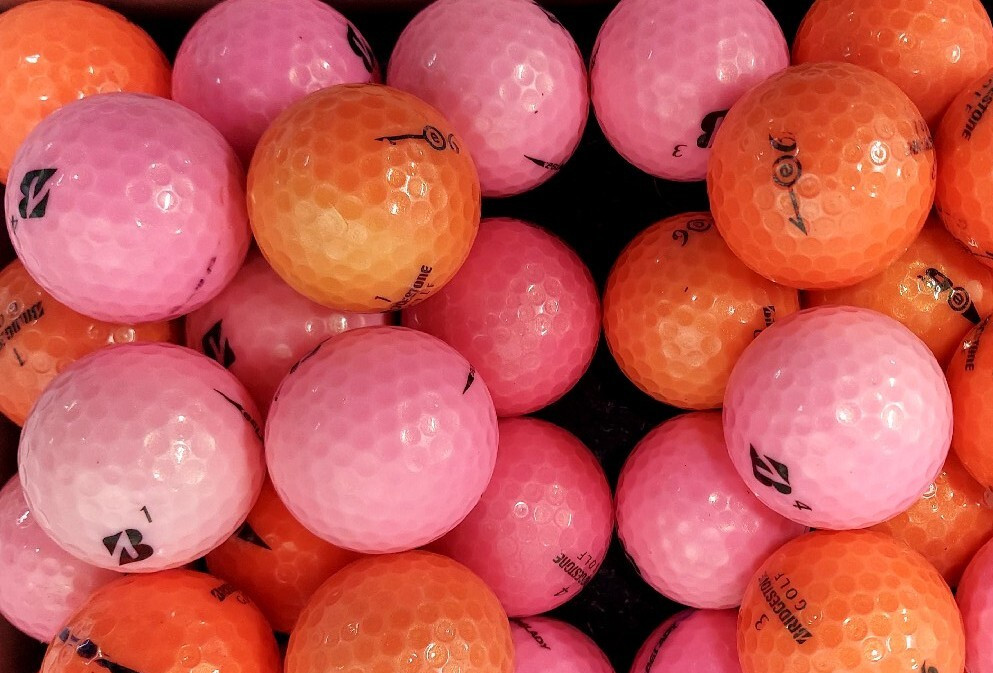 36 Bridgestone e6 Series Good Condition 4A Pink/Orange Used Golf Ball 