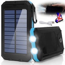 30000mAh Solar Powe Bank Pack Waterproof 2USB LED Battery Charger Phone.