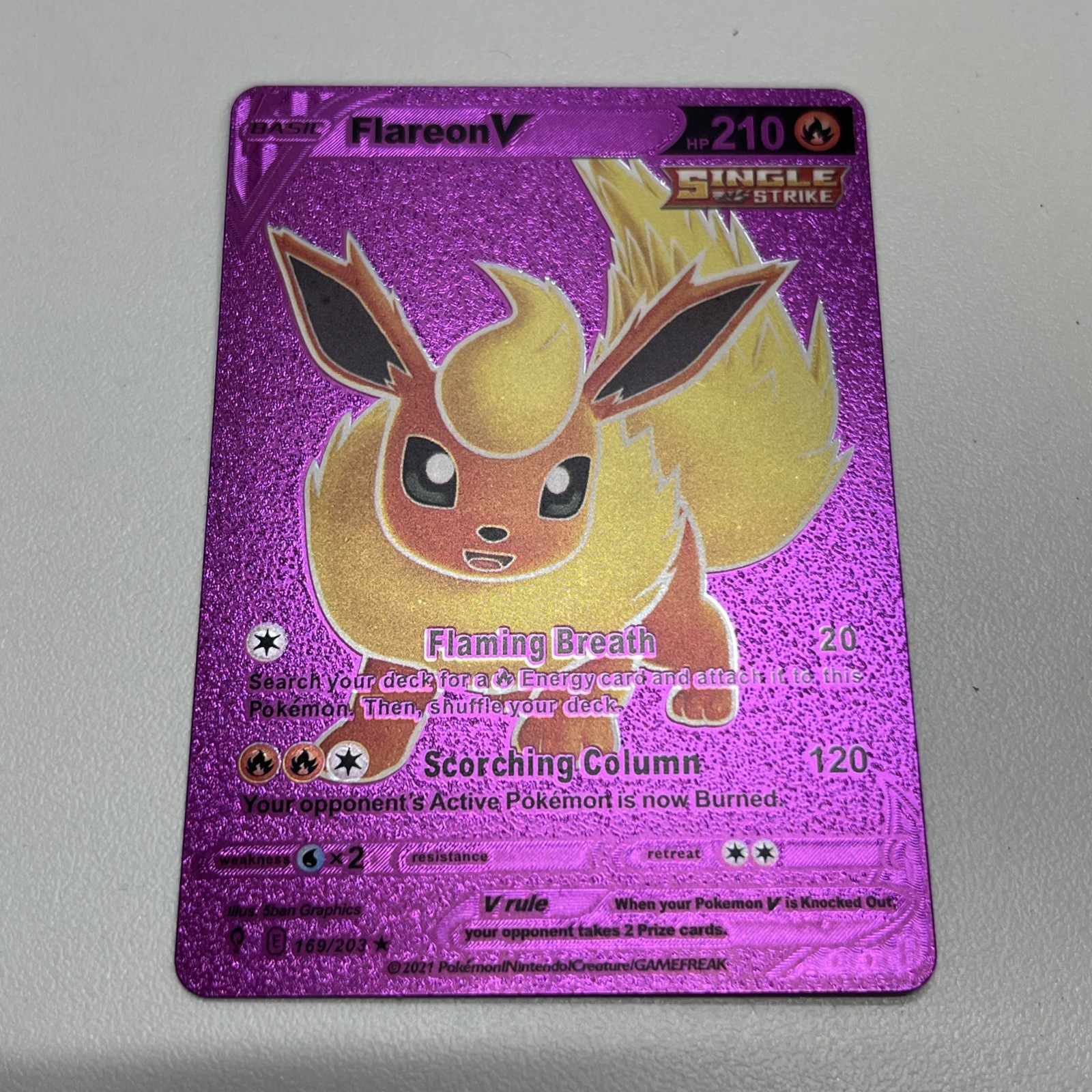 Pokemon Flareon V Pink Foil 🔥Fan Art 🔥Card 169/203 