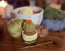 Handmade Crocheted Ball Cactus In A Plant Pot