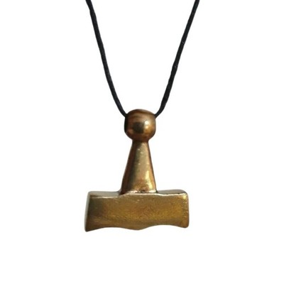 Bronze Thors Hammer Leather Necklace Pendant Mjolnir Norse Pagan Lace & Boxed