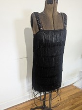Womens Fringe Flapper Dress Size L Great Gatsby Cocktail Roaring 20s Jazz Party