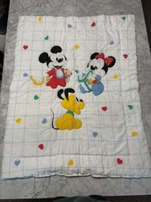 Vintage Dundee Disney Baby Mickey Minnie Pluto Crib Quilt,Fitted Sheet,Pillow