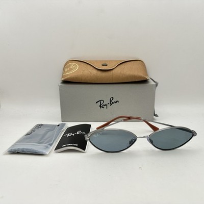 Ray Ban Unisex Kai Oval Cat Eye Polarized Sunglasses RB3757 Gunmetal/Blue